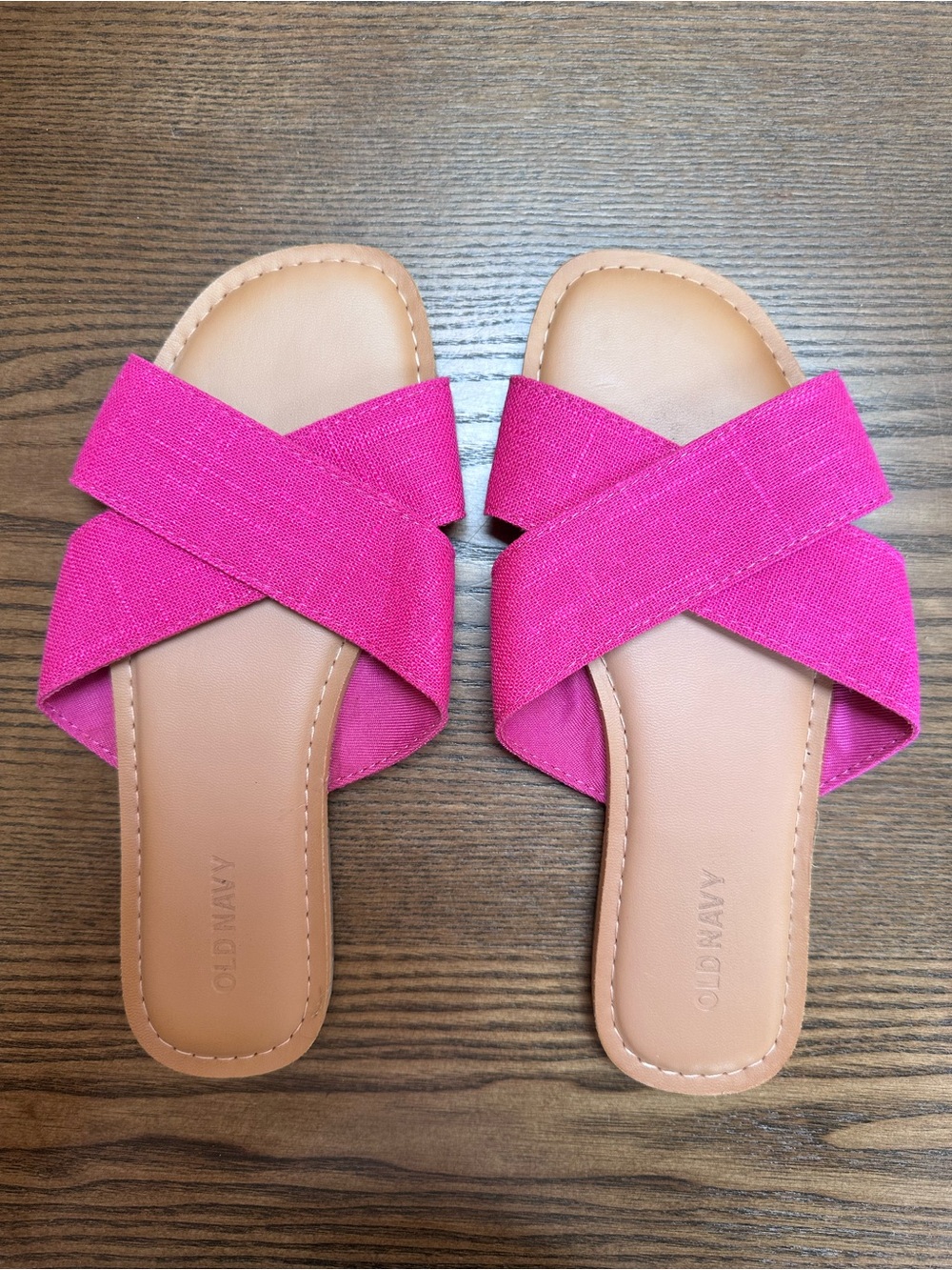 Old Navy Hot Pink Crossband Slide Sandals